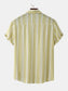 Men's Plus Size Striped Short Sleeve Button-Down Shirt nicholesgifts