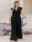 Plus Size Lace Cap Sleeve Wide Leg Jumpsuit nicholesgifts