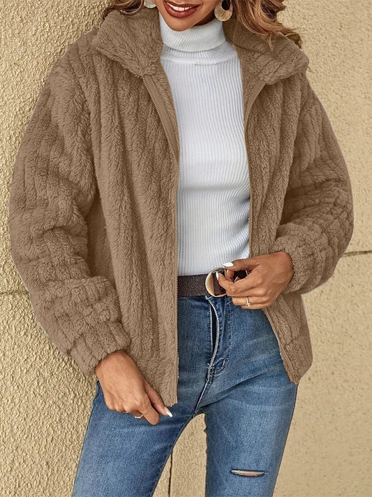 Plush Zip Up Long Sleeve Jacket NicholesGifts