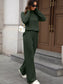 Ribbed Turtleneck Dropped Shoulder Top and Pants Sweater Set nicholesgifts