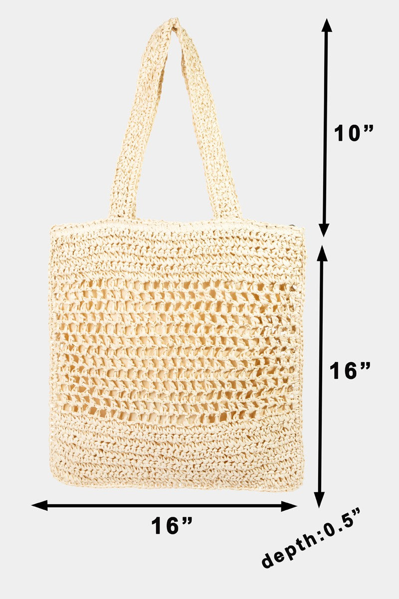 Women Fame Straw-Paper Crochet Tote Bag nicholesgifts