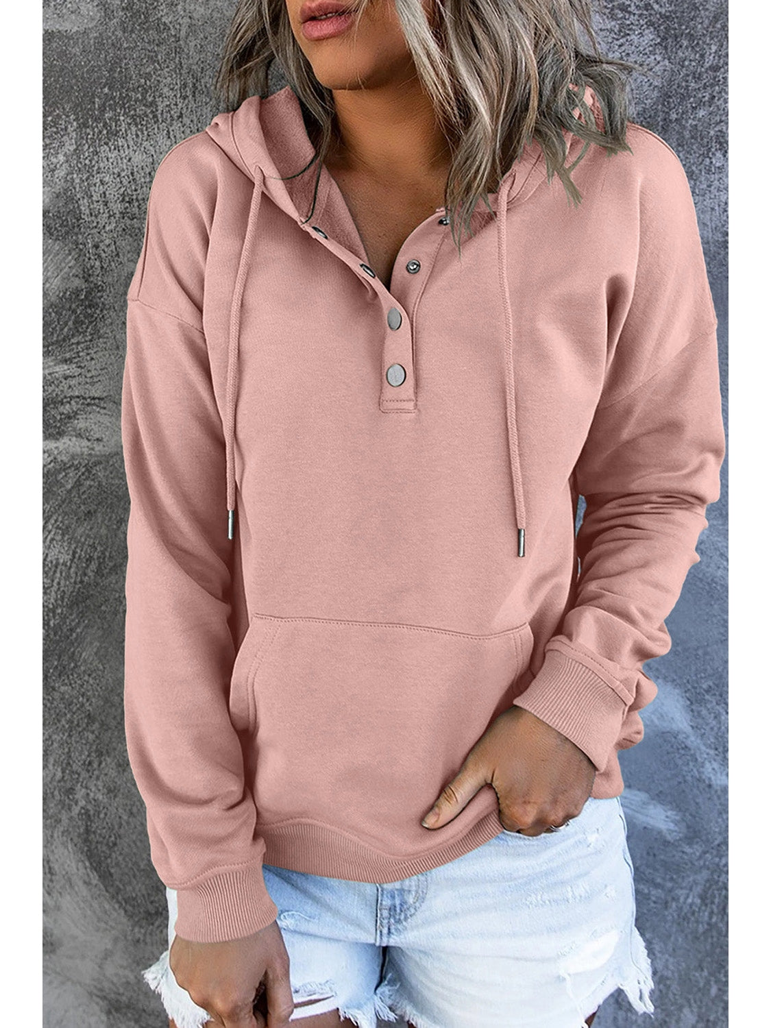 Dropped Shoulder Long Sleeve Hoodie with Pocket nicholesgifts
