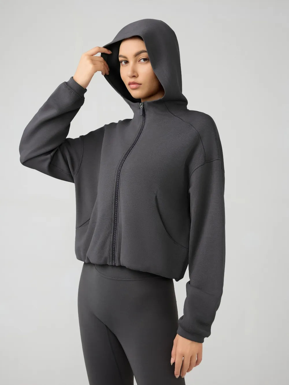 Millennia Zip Up Dropped Shouder Active Hooded nicholesgifts