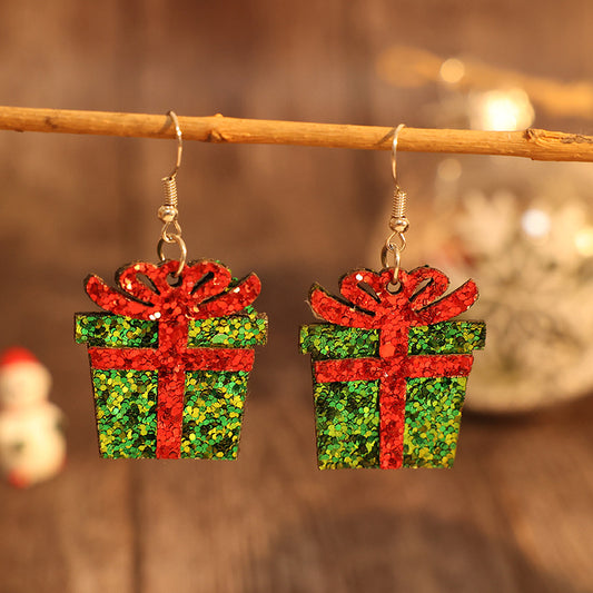 Sequin Gift Box PU Leather Earrings NicholesGifts
