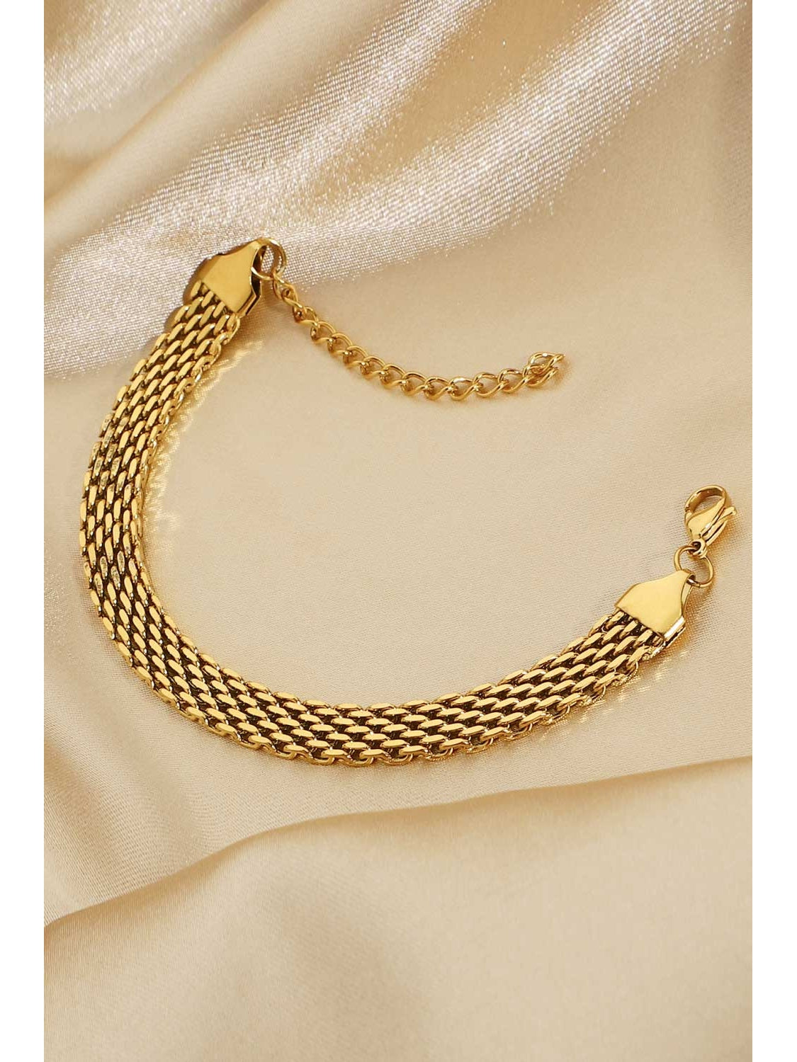 Women 18K Gold-Plated Wide Chain Bracelet