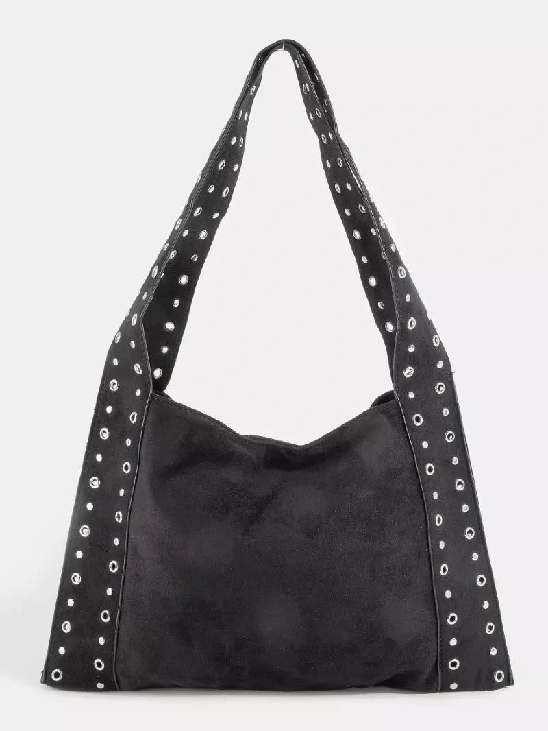 Fame Grommet Strap Suede Shoulder Bag nicholesgifts