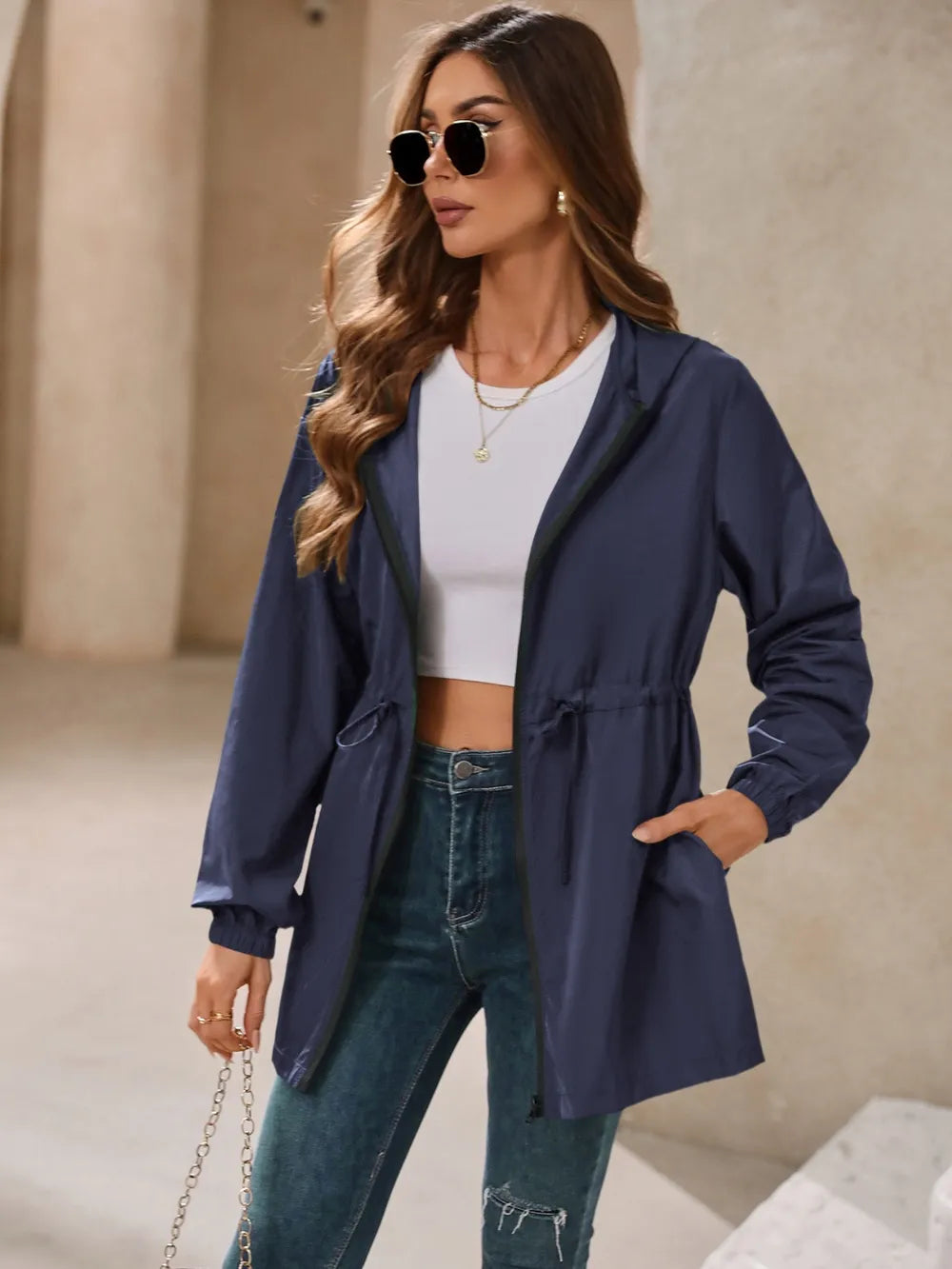 Ivy Lane Outdoor Waterproof Long Sleeve Hooded Windbreaker nicholesgifts