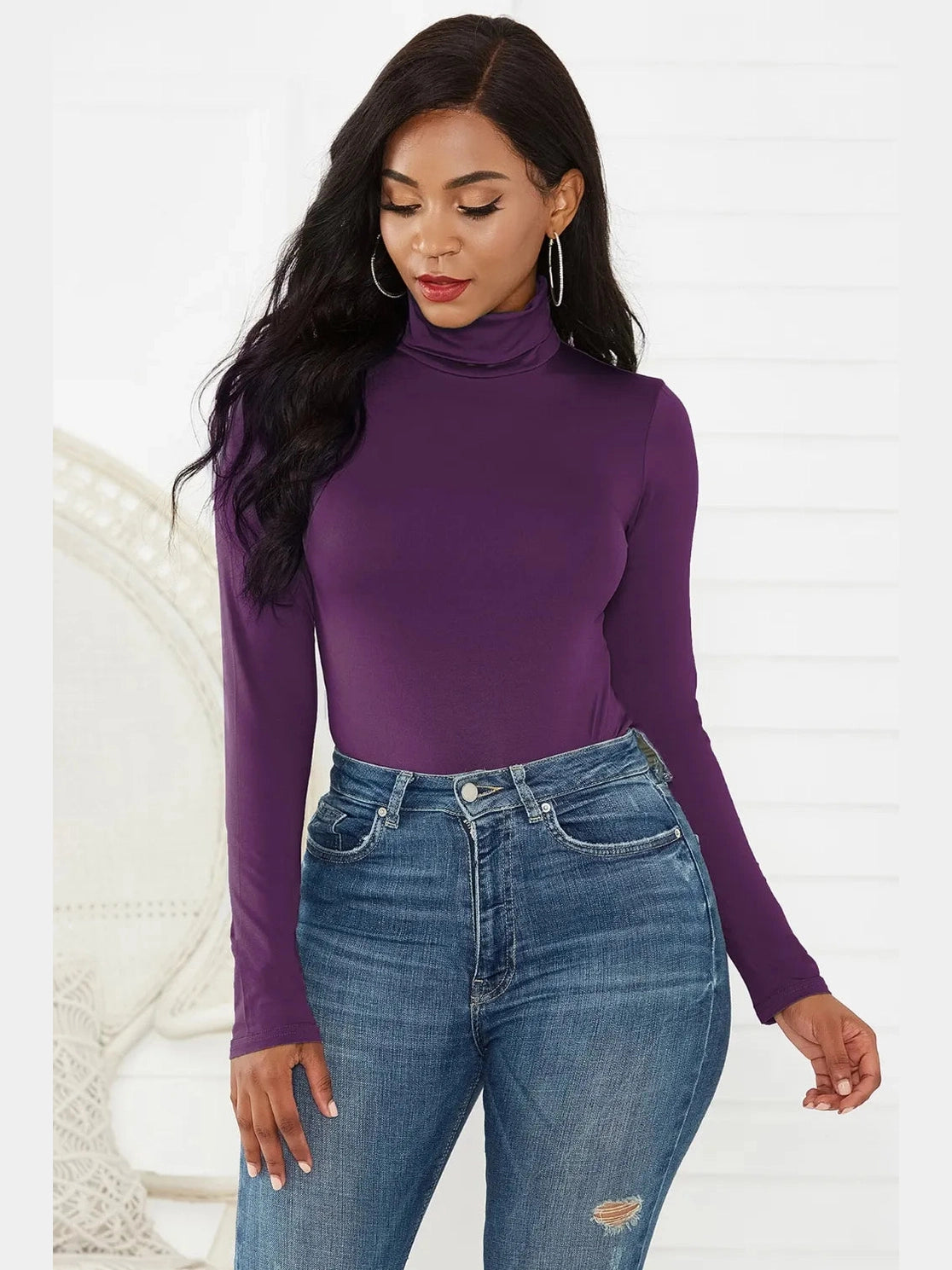 Turtleneck Long Sleeve Bodysuit nicholesgifts