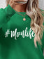 NicholesGifts Women Letter Graphic Mom Life Round Neck Sweatshirt nicholesgifts