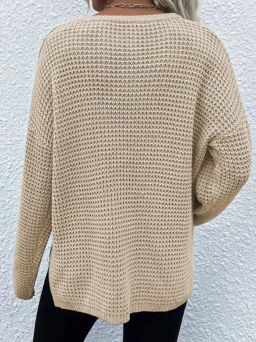 Notched Long Sleeve Sweater nicholesgifts