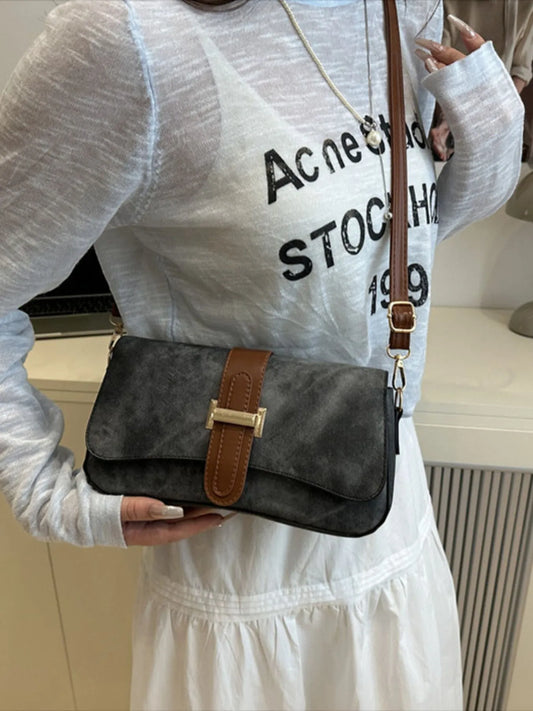 Leather Buckle Strap Crossbody Bag Trendsi