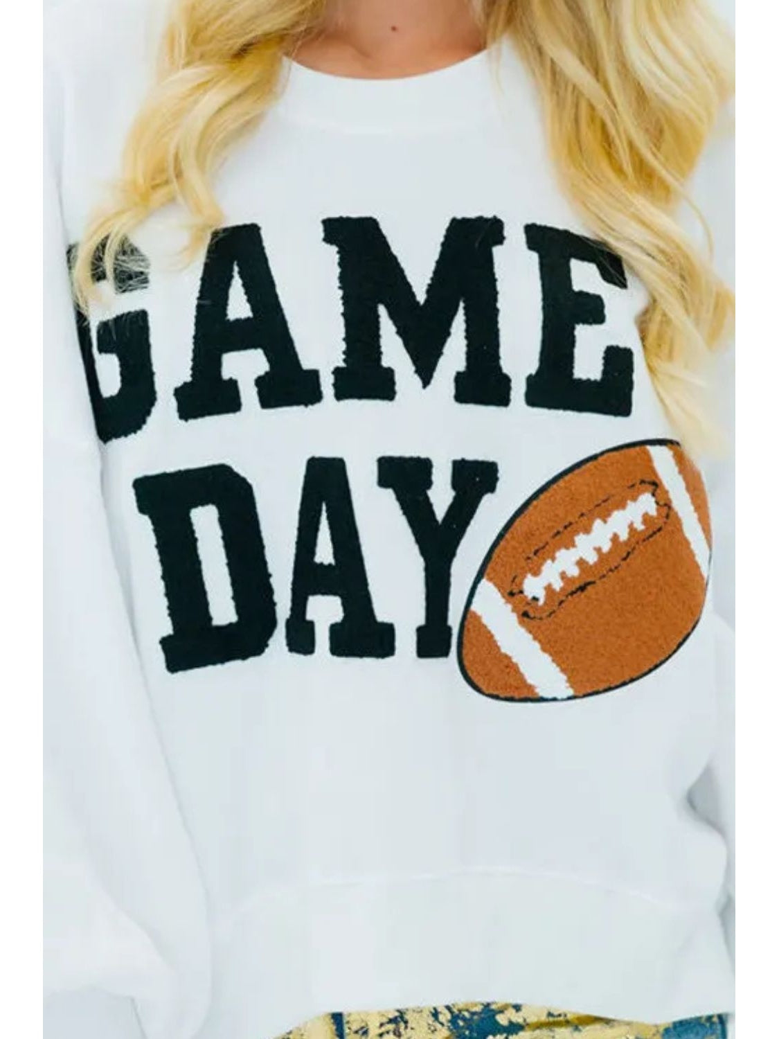 GAME DAY Round Neck Long Sleeve Sweatshirt nicholesgifts