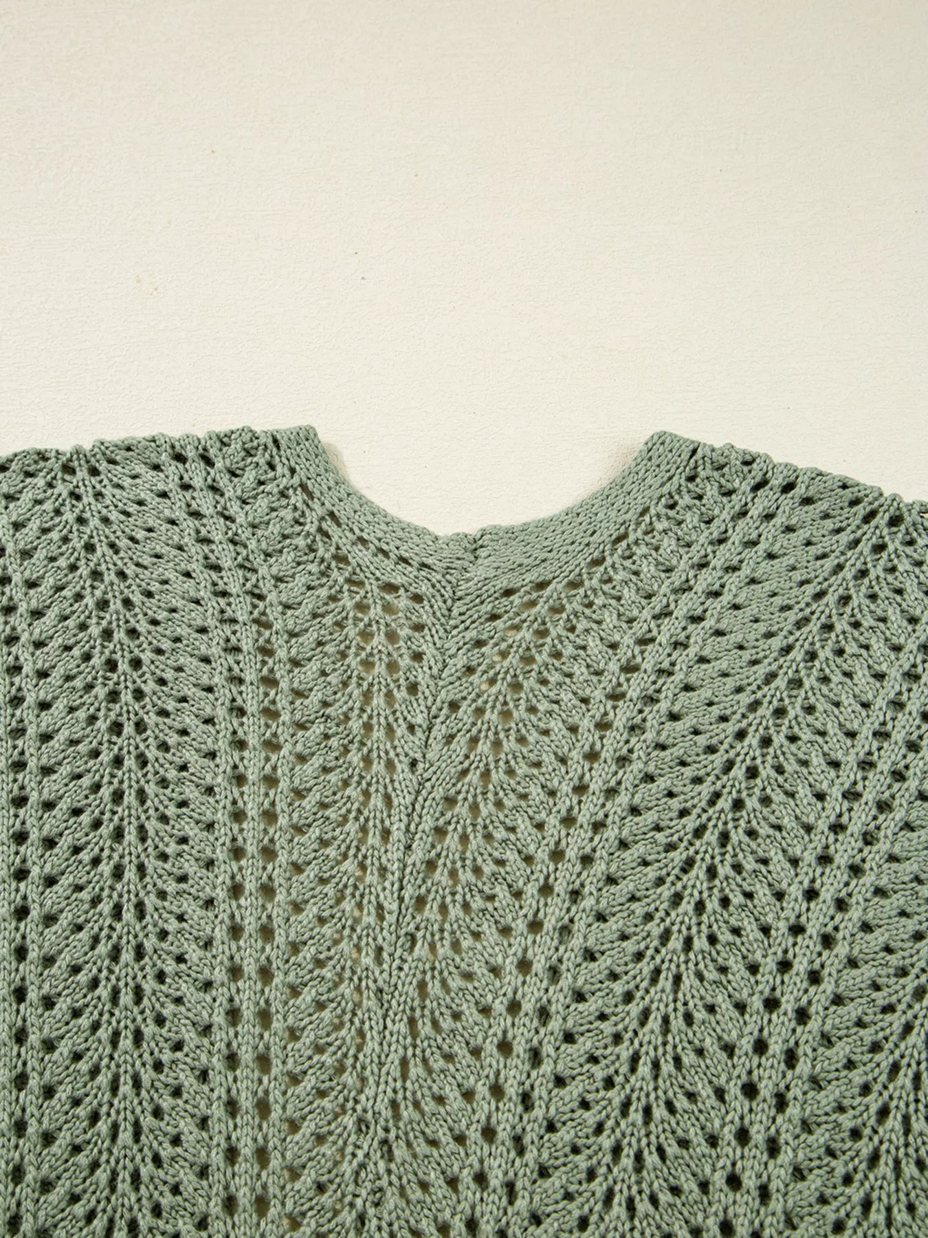 Scalloped Edge Eyelet Knit Batwing Sleeve Cardigan