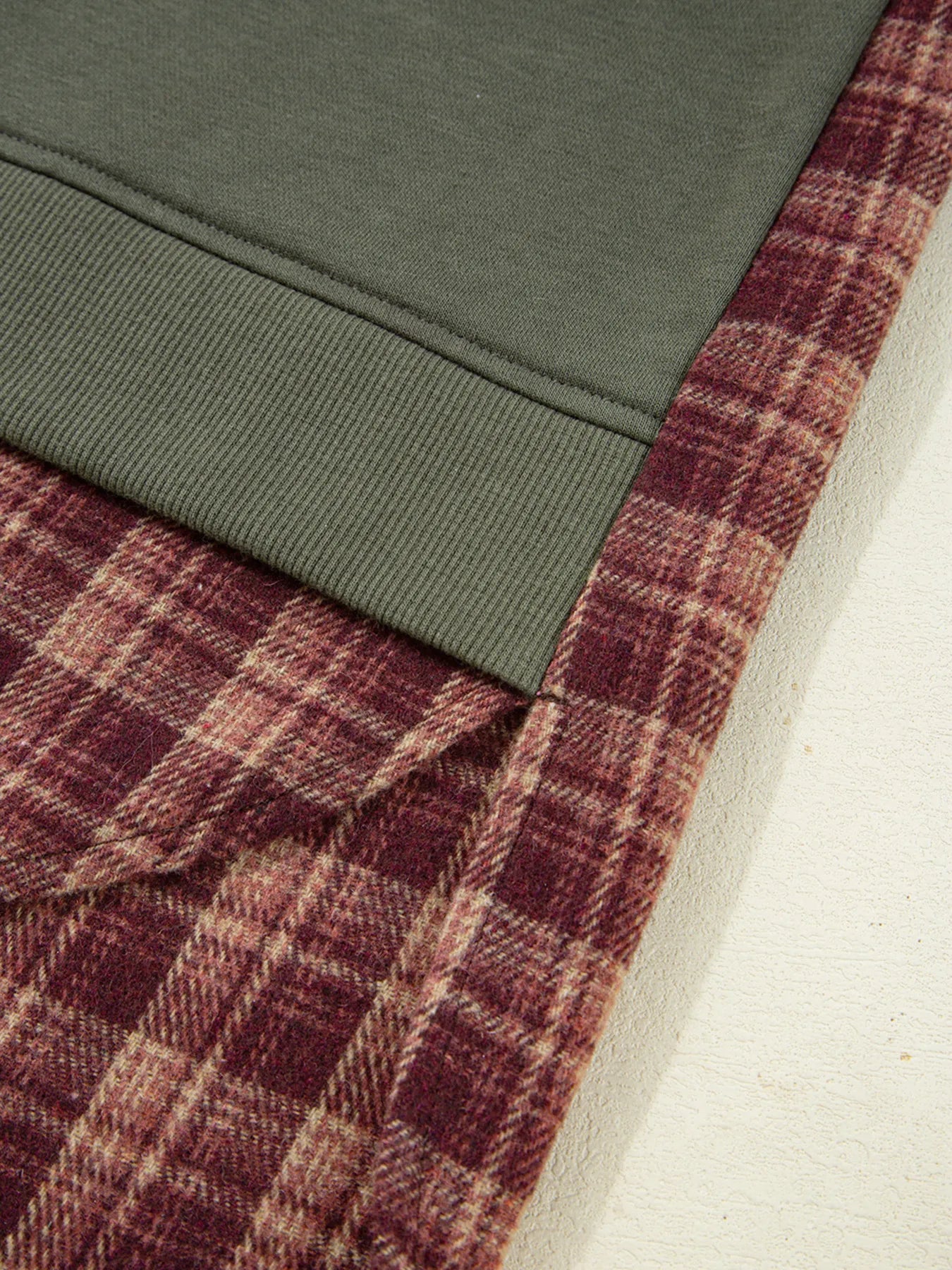 Plaid Patchwork Drop Shoulder Sweatshirt Trendsi