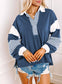 Color Block Striped Johnny Collar Sweatshirt nicholesgifts
