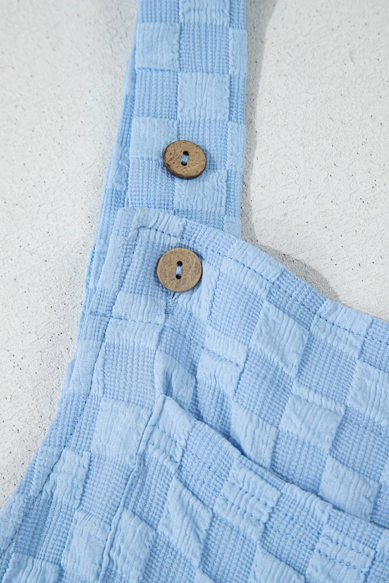 Checkered Pocketed Wide Leg Overalls Trendsi