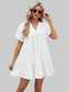 Women Ruched Tiered V-Neck Short Sleeve Mini Dress nicholesgifts