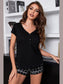 Short Sleeve Henley Top and Grid Shorts Lounge Set nicholesgifts
