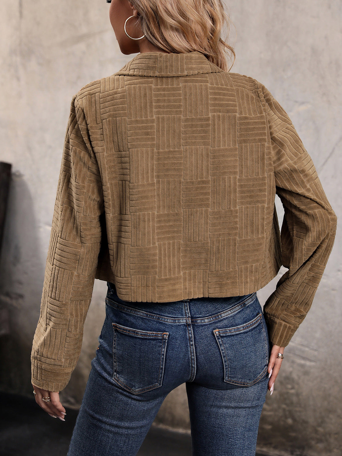 Perfee Collared Neck Button Front Jacket nicholesgifts