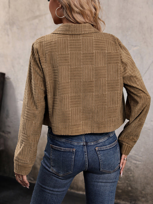 Perfee Collared Neck Button Front Jacket nicholesgifts