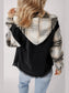 Drawstring Raw Hem Button Up Hooded Denim Jacket nicholesgifts