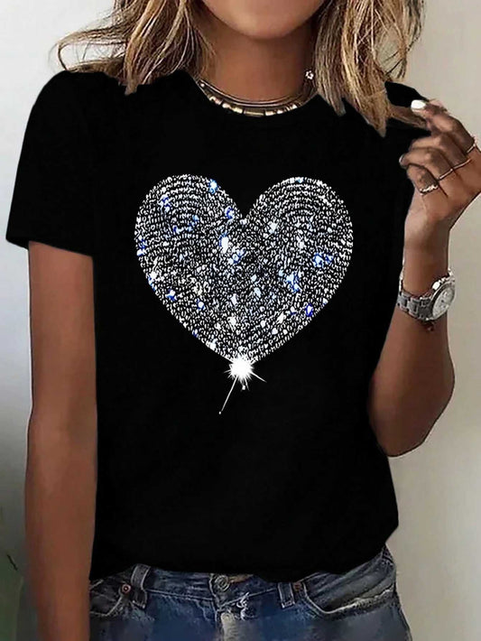 Heart Graphic Round Neck Short Sleeve T-Shirt NicholesGifts