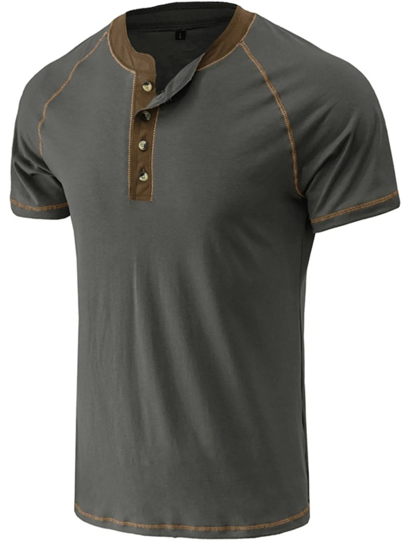 Men's Contrast Trim Henley Polo Shirt NicholesGifts