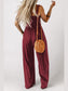 Smocked Square Neck Wide Leg Jumpsuit with Pockets nicholesgifts