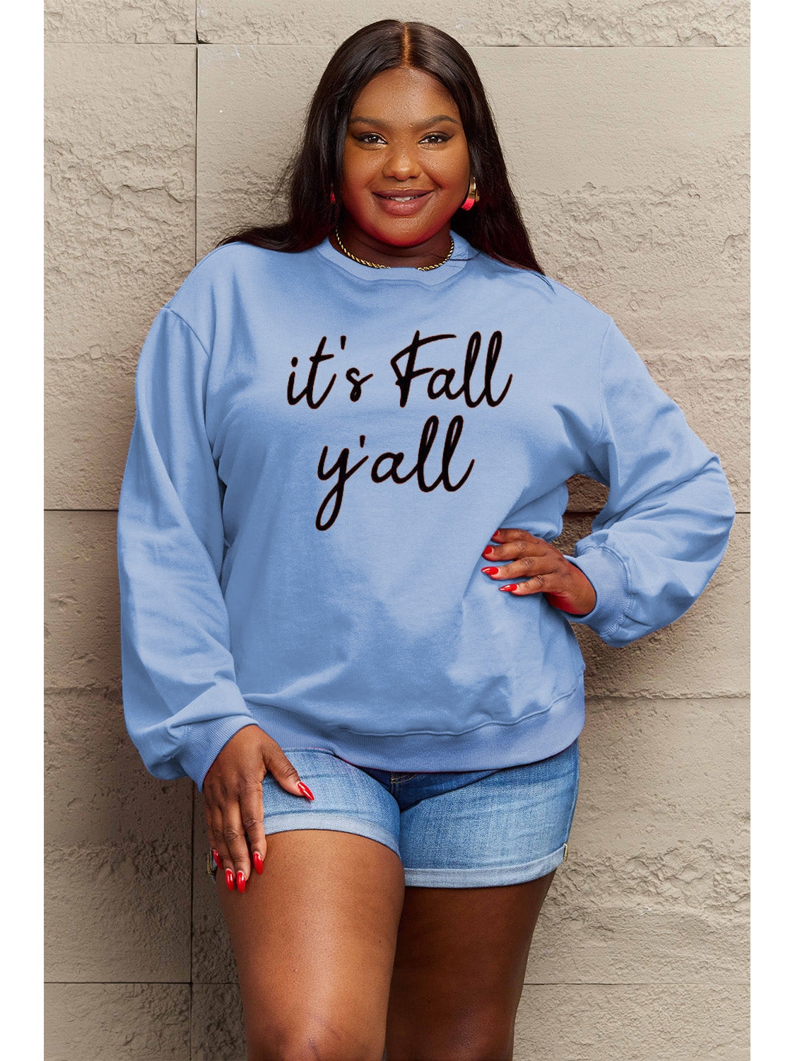 Simply Love Full Size IT'S FALL Y'ALL Graphic Sweatshirt nicholesgifts