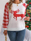 Reindeer Plaid Round Neck Long Sleeve Sweater nicholesgifts