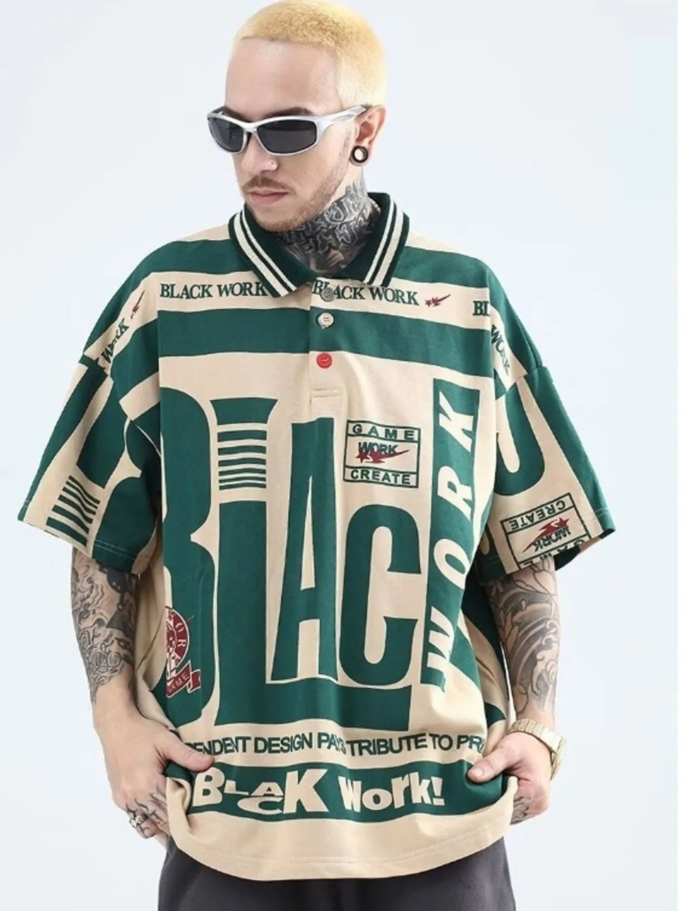 Men's Plus Size Letter Print Half Sleeve Polo Shirt NicholesGifts