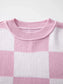 Checkered Exposed Seam Drooped Shoulder Sweater nicholesgifts