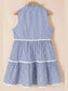 Stripe Sleeveless Notched Ric Rac Mini Dress nicholesgifts
