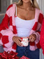 Checkered Open Front Long Sleeve Cardigan nicholesgifts