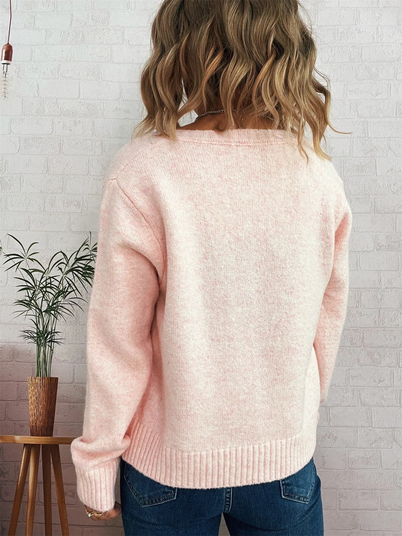 Strawberry Button Up Long Sleeve Cardigan Trendsi