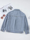 Striped Button Up Long Sleeve Denim Jacket nicholesgifts