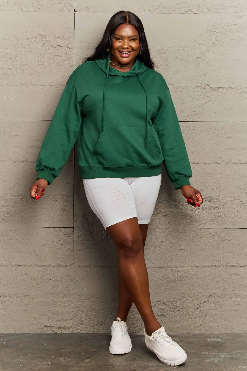 Full Size Long Sleeve Dropped Shoulder Hoodie Trendsi