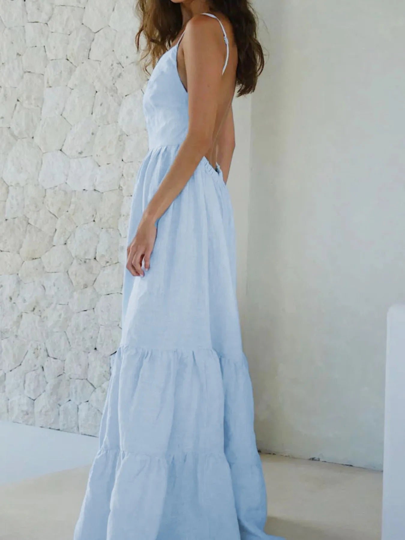 Tiered Maxi Cami Dress with Ruffled Hem NicholesGifts