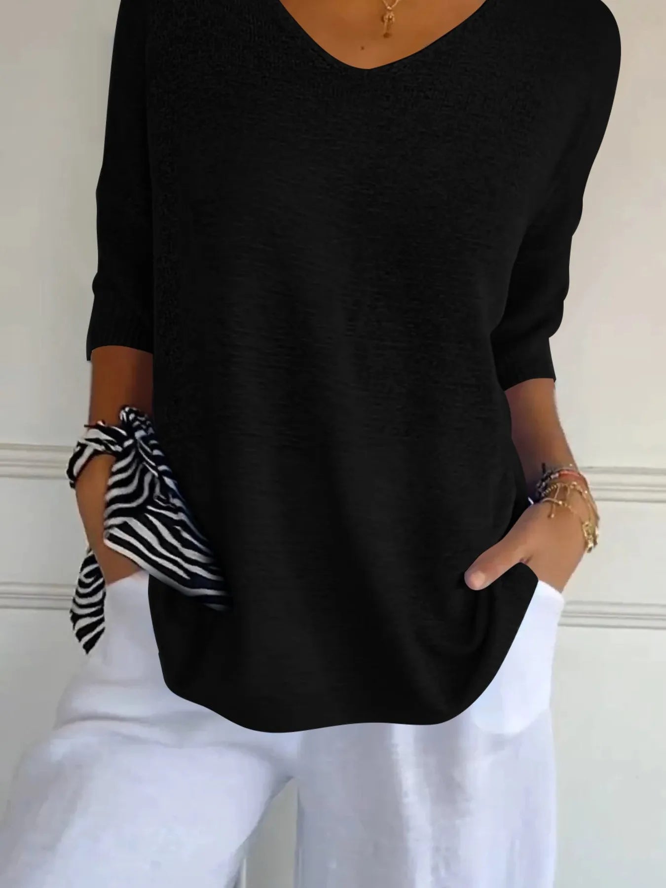Full Size Relaxed Fit Ribbed Hem Sweater Plus Size