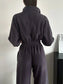 Zip Front Long Sleeve Jumpsuit nicholesgifts