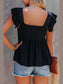 Full Size Ruffled Square Neck Cap Sleeve Blouse nicholesgifts