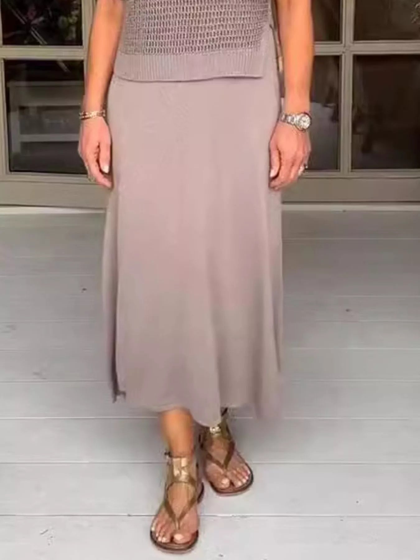 Full Size Openwork Knit Cover Up and Dress Set Plus Size Trendsi