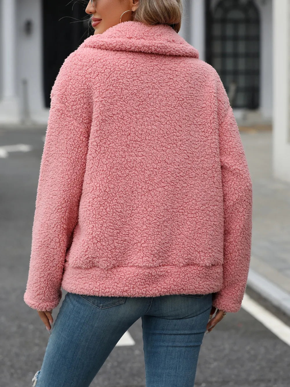 Zip Up Long Sleeve Plush Jacket nicholesgifts