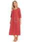 Round Neck Three-Quarter Sleeve Midi Night Dress nicholesgifts