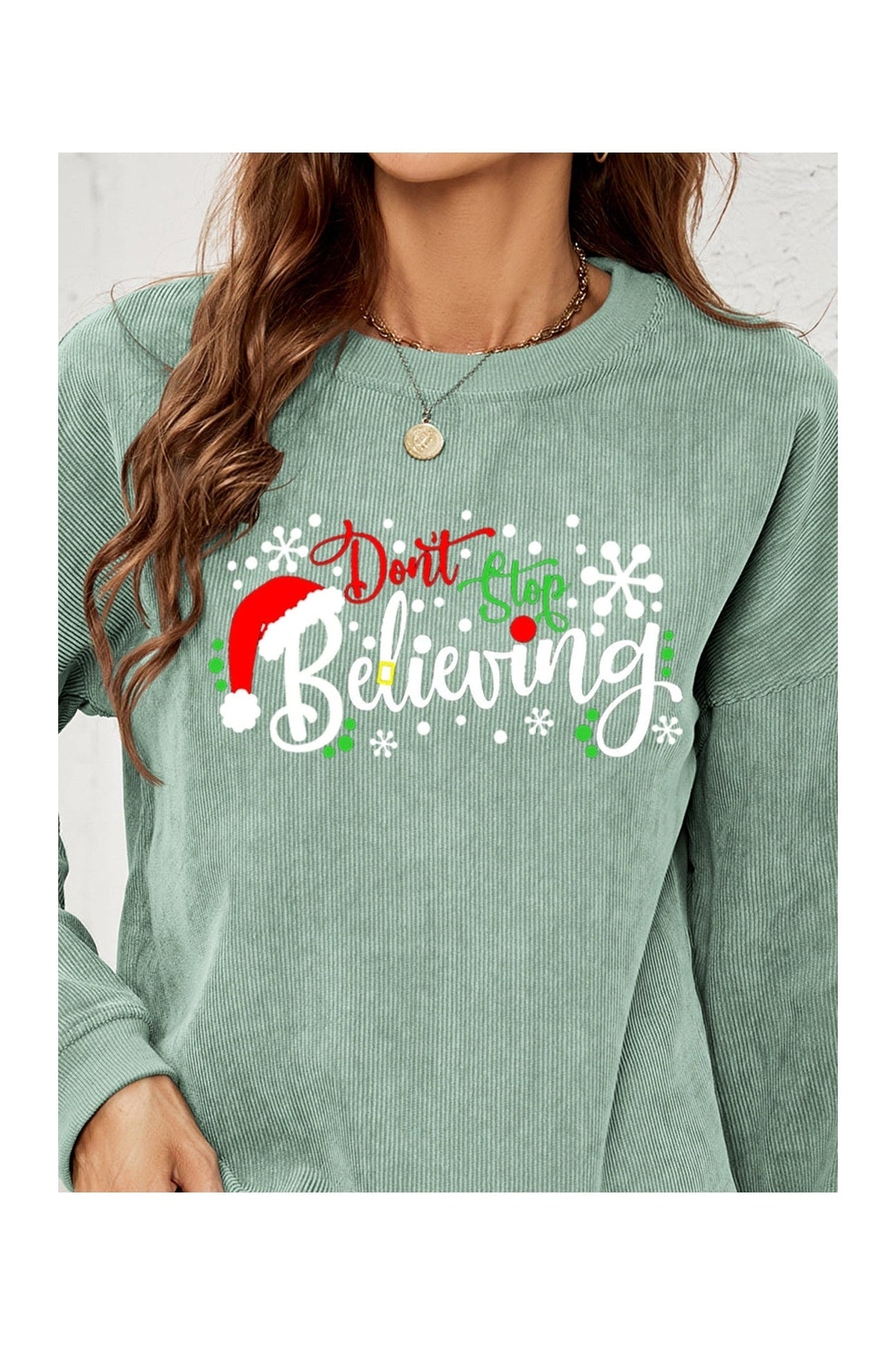 DON'T STOP BELIEVING Graphic Sweatshirt nicholesgifts