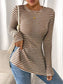 Side Slit Striped Long Sleeve T-Shirt nicholesgifts
