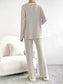 Ribbed Knit V-Neck Top and Pants Set nicholesgifts