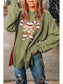 Sequin Candy Cane Round Neck Slit Sweatshirt nicholesgifts