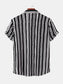 Men's Plus Size Striped Short Sleeve Button-Down Shirt nicholesgifts