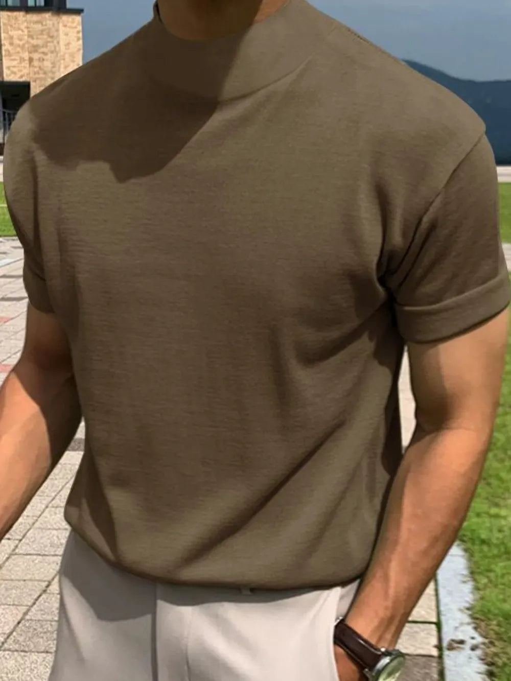Men's Full Size Mock Neck Short Sleeve T-Shirt Plus Size NicholesGifts